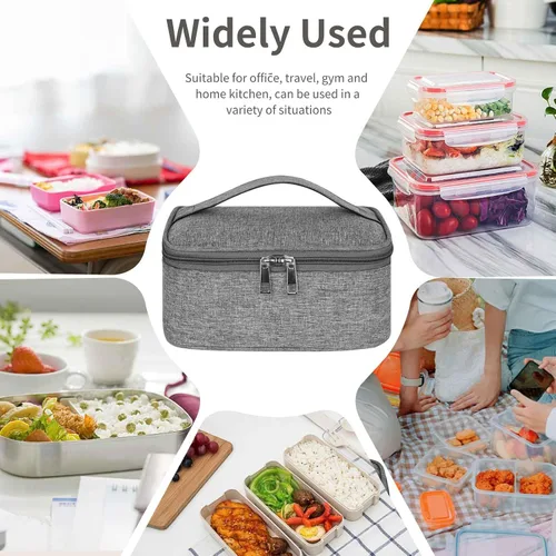 Vista 3 de Fiambreras portátiles con carga USB, mini lonchera eléctrica portátil, calentador de alimentos, calentador de alimentos, bolsa de almuerzo