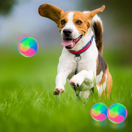 Vista 2 de 2 bolas grandes para perros con luz intermitente, bola elástica que brilla en la oscuridad, interactiva, saltando, parpadeante, juguetes
