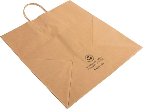 Vista 4 de AmerCare Royal Case - 200 bolsas de papel kraft reciclables con asas trenzadas, bolsas de comestibles marrones ecológicas, embalaje duradero