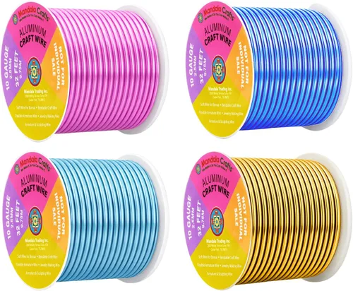 Vista 298 de Mandala Crafts - Alambre de aluminio anodizado de calibre 22 para hacer joyas - 137.2 m de alambre flexible surtido y coloreado - Doble para bonsái