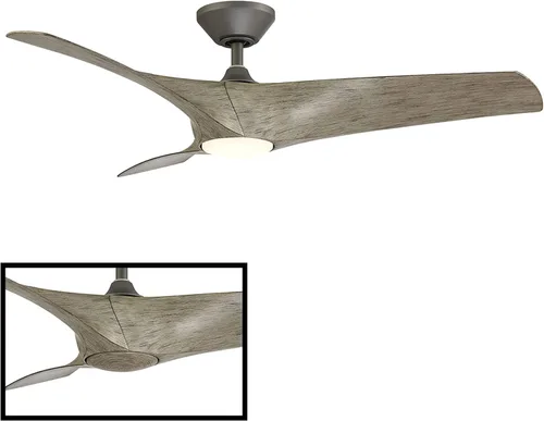 Vista 3 de Zephyr - Ventilador de techo inteligente de 3 aspas para interior y exterior, 52 pulgadas, madera grafito desgastada con kit de luz LED ajustable
