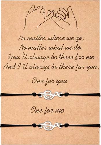 Vista 16 de BOCHOI Pinky Promise Pulseras a Juego a Distancia para Parejas Mejor Amigo BFF Pulsera de Amistad Madre Hijo Hija Niño Niña Él Ella Novia Novio