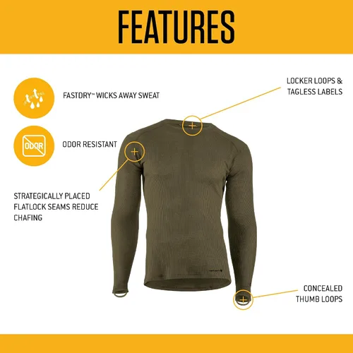 Vista 4 de Carhartt Hombres MBL113 Base Force® Capa Interior Clásica de Peso Medio Camiseta de Manga Corta