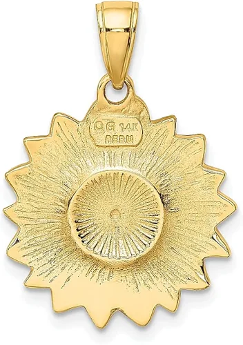 Vista 3 de Collar con dije de girasol esmaltado de oro amarillo de 14 quilates, joyería fina para mujer, regalos para ella, Esmalte