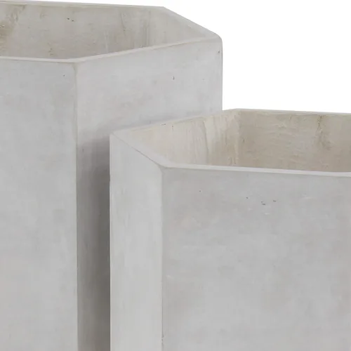 Vista 7 de CosmoLiving by Cosmopolitan - Maceta geométrica de óxido de magnesio para interiores y exteriores, maceta hexagonal grande con patas de madera