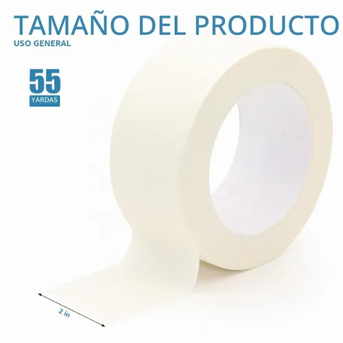 Vista 2 de Cinta adhesiva protectora ancha, cinta de pintores beige y blanca, cinta adhesiva de uso general para pintar paredes en el hogar, construcción