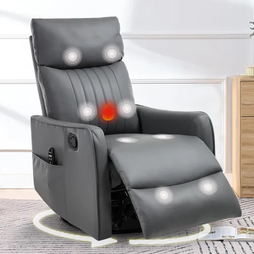 Vista 15 de cinkehome Silla mecedora reclinable giratoria pequeña para cuarto de bebé
