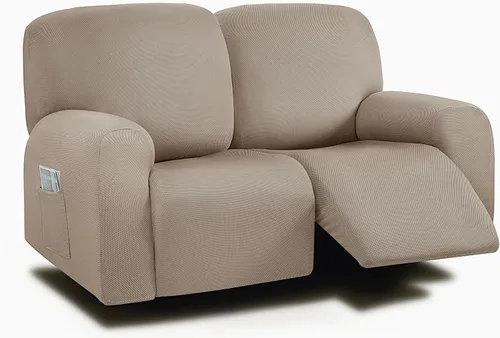 Vista 16 de ULTICOR Fundas para sofá reclinable de 8 piezas, fundas elásticas con hilo teñido para sofá reclinable de 3 cojines, gruesas, suaves y lavables Gris