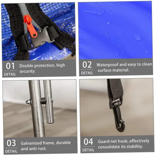 Vista 8 de Accesorios para trampolín, red de seguridad para cama elástica, repuesto de rebote, redes de seguridad con marcos redondos para 6 postes rectos, 5