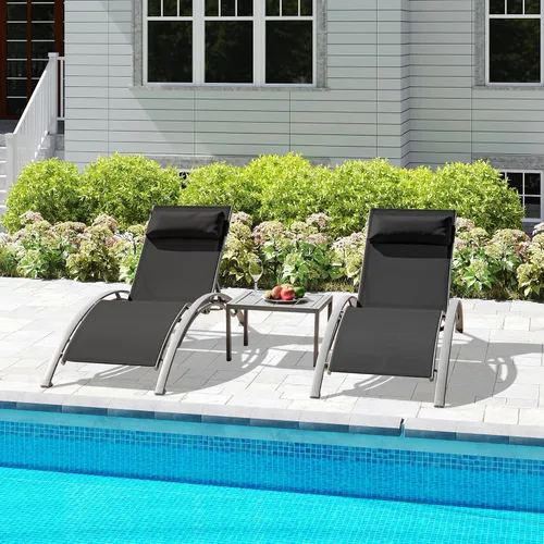 Vista 16 de domi outdoor living Domi - Juego de 2 sillas de salón de aluminio para exteriores con 5 posiciones ajustables, tumbona al aire libre para piscina