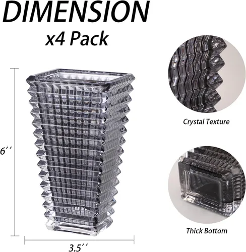 Vista 7 de MCMCNCUIU Juego de 4 jarrones de cristal, jarrones de cristal negro, jarrón de cristal para centros de mesa, moderno florero para sala de estar