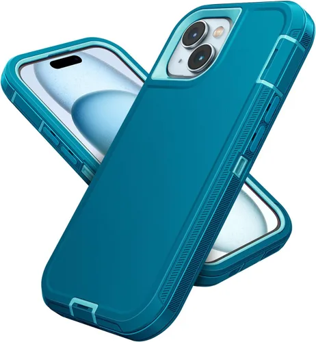 Vista 24 de Jelanry - Funda para iPhone 15 5G, protección resistente, resistente, color negro Dropproof & Dual-Layer Protective Back Cover with Port Anti