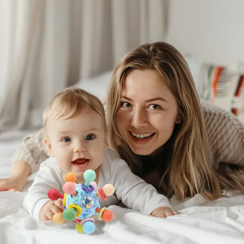 Vista 7 de Juguetes de dentición para bebés, mordedores para bebés, juguetes sensoriales Montessori para 0-6 6-12 meses, regalos para niños de 1 año, niños