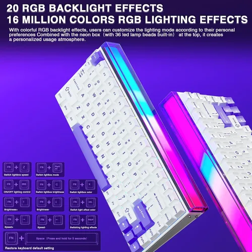 Vista 8 de Aula Hero 84 HE - Teclado mecánico para juegos al 75% con cable, interruptores magnéticos, teclado de efecto Hall intercambiable en caliente, modo