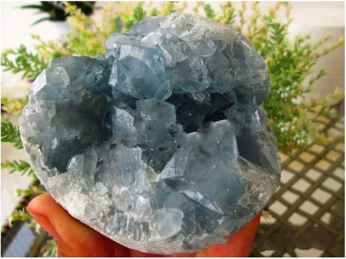 Vista 7 de StoneStory Cristal curativo azul natural celestita geoda mineral espécimen piedra piedra preciosa para decoración del hogar, 1 unidad, 17.64 oz
