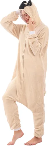 Vista 6 de ZOBAYOP Pijama unisex con capucha de animales para adultos, para mujeres y hombres, disfraz de Halloween, cosplay, perro