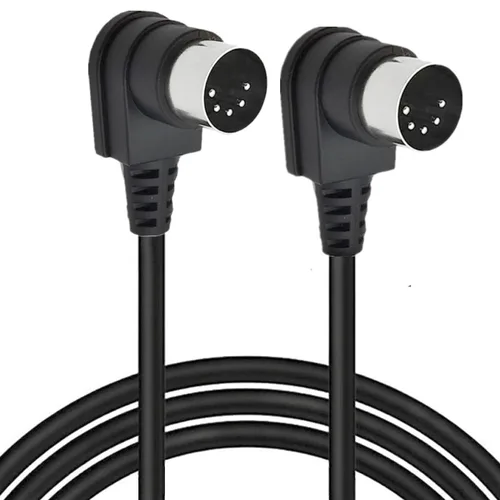 Vista 5 de Cable DIN MIDI de 5 pines de ángulo de 90 grados, doble de ángulo recto de 90 grados DIN de 5 pines macho a macho, cable de audio MIDI