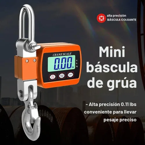 Vista 2 de Hancaner - Escala colgante digital para grúa de 1000 libras, báscula de grúa resistente de 1,102.3 lbs con retroiluminación LCD con 3