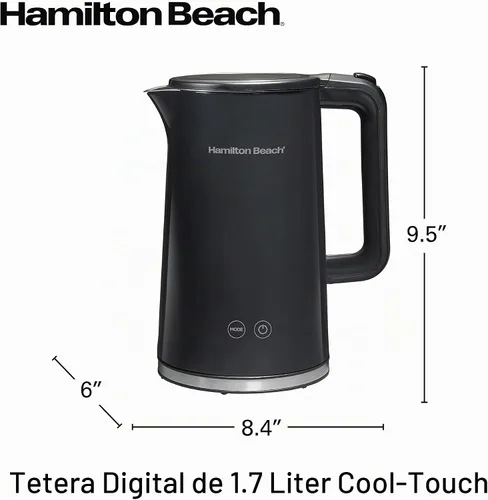 Vista 8 de Hamilton Beach Hervidor de té eléctrico con control de temperatura digital, caldera de agua caliente y calentador de 1.7 L, 5 modos preestablecidos