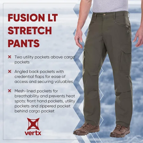 Vista 4 de Vertx Men's Tactical Pants Cargo with Pockets Lightweight Relaxed-fit Outdoor Performance Quick Dry, Fusion Lt Stretch