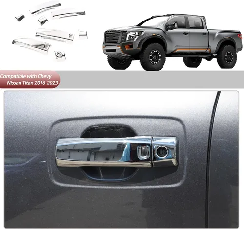 Vista 6 de Cubierta de manija de puerta exterior compatible con Nissan Titan 2016-2023, cubierta protectora de cubierta protectora de cubierta exterior
