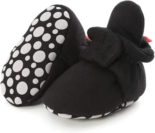 Vista 5 de Botines de forro polar para bebé y niña, para recién nacidos, acogedores, calcetines cálidos de invierno, antideslizantes, suela suave, zapatos