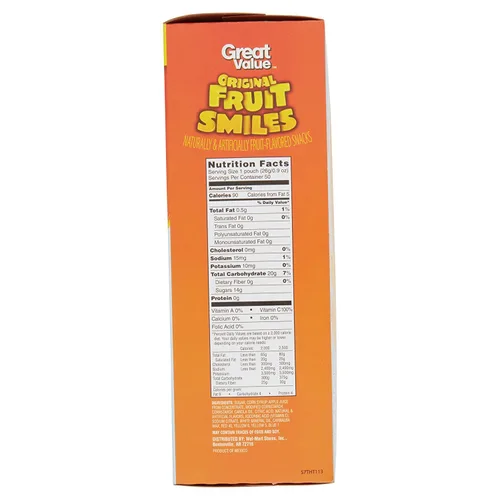 Vista 2 de Great Value Bocadillos de frutas originales con sonrisas de frutas, 45 onzas (50 bolsas)