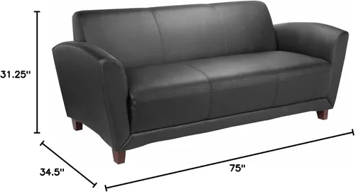 Vista 3 de Lorell LLR68950 - Colección Recepción Sofá de Cuero Negro