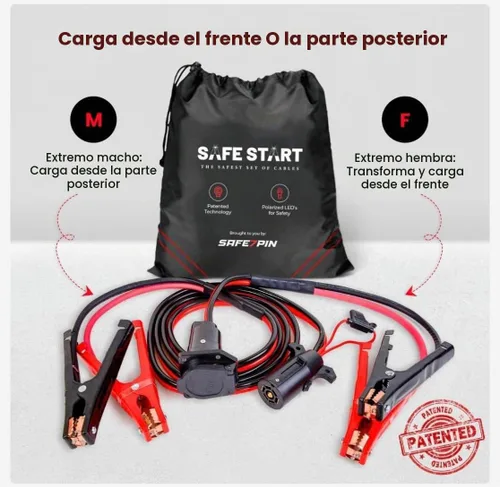 Vista 8 de Safe Start Cable de puente Cables de puente resistentes para camiones, SUV Arrancador de auto rescate Conexión rápida, luces integradas