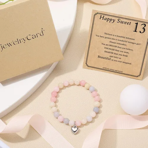 Vista 5 de 13-60 Birthday Gifts for Women Girls, Natural Stone Bracelet for Women, 13 16 21 40 50 Year old Gifts for Daughter Mom Gradma