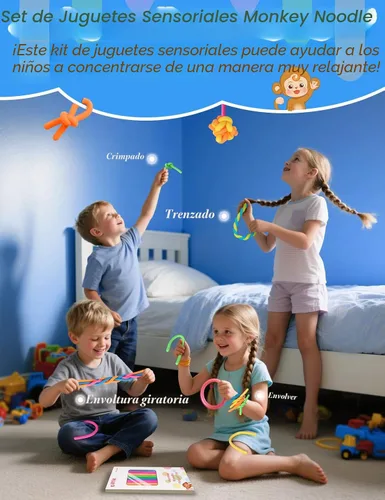 Vista 8 de Paquete de 10 Juguetes Sensoriales para Niños – Cuerdas Sensoriales Elásticas Extra Gruesas Mejoradas para Autismo, TDAH, Ansiedad – Caja de Regalo
