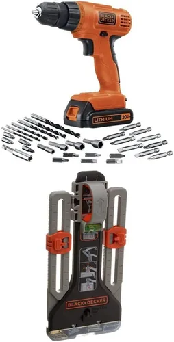 Vista 2 de BLACK+DECKER LD120VA - Taladro de litio máximo de 20 voltios con 30 accesorios, naranja con juego de accesorios combinados BLACK+DECKER BDA91109