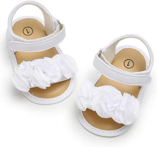 Vista 3 de Timatego Sandalias de verano para bebés y niñas con suela suave de flores, zapatos de vestir para cuna, recién nacidos, para recién nacidos