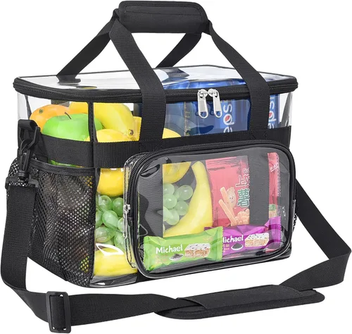 Vista 8 de Lonchera transparente con 10 compartimentos con correa ajustable para mujeres/hombres, caja de almuerzo transparente reutilizable/bolsa de mano