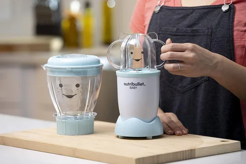 Vista 10 de NutriBullet NBY-50100 Sistema completo de fabricación de alimentos para bebés, 32 onzas, blanco, azul, transparente