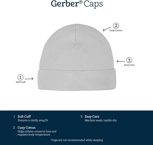 Vista 6 de Gerber Conjuntos unisex de gorro y manoplas para bebé