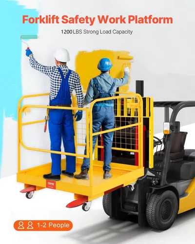 Vista 2 de VEVOR Cesta de Carga para Montacargas, Plataforma de Trabajo con Jaula de Seguridad de 36 x 36 Pulgadas, Capacidad de Carga de 1200 lbs, Cesta