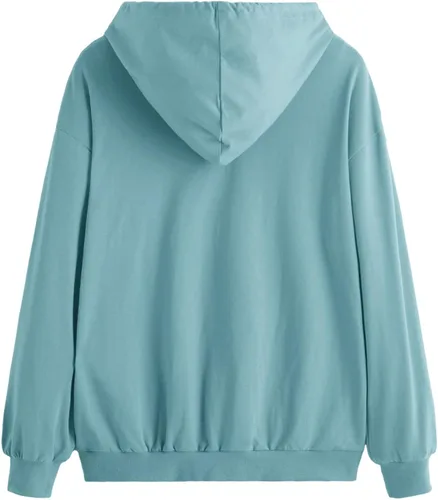 Vista 2 de SweatyRocks Sudadera con capucha para mujer con estampado de letras, manga larga, sudadera con capucha
