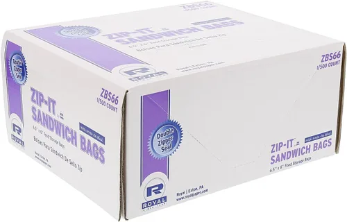 Vista 6 de Royal Bolsas de sándwich con doble cremallera, 6.5 x 6, paquete de 500 por Royal