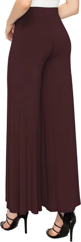 Vista 93 de Made By Johnny Pantalones palazzo elásticos de pierna ancha para mujer, lisos, casuales, cómodos