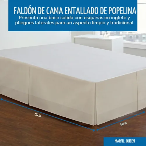 Vista 2 de Rodapié de popelina a medida para cama de Fresh Ideas, 14 pulgadas Marfil