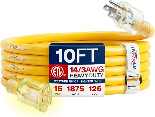 Vista 49 de Cable de extensión de 3 pies para exteriores/interiores, calibre 10/3, ultra resistente, SJTW, resistente al agua, certificación ETL, cable