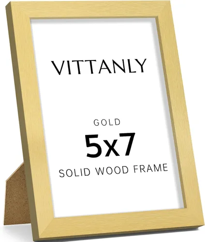 Vista 109 de Vittanly - Marco de fotos de 4 x 6 pulgadas de madera maciza con plexiglás, incluye paspartú de 3,5 x 5, para colgar en la pared o poner sobre una