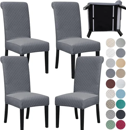 Vista 8 de SPRINGRICO Paquete de 2 fundas para sillas de comedor con cinturón de seguridad, fundas elásticas para sillas Parsons lavables, fundas protectoras