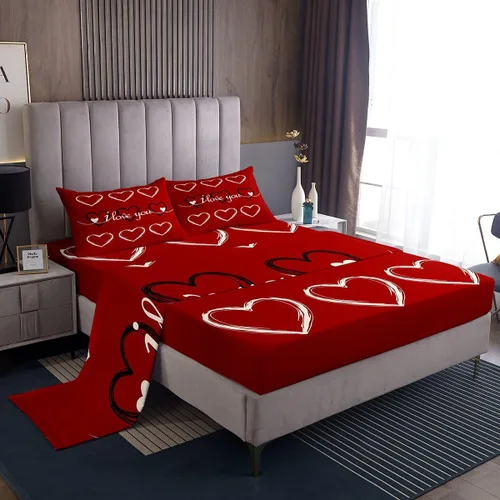 Vista 17 de Erosebridal Juego de sábanas de rosas tamaño individual, color azul, diseño romántico para mujeres, niñas, esposa, pareja, día de San Valentín