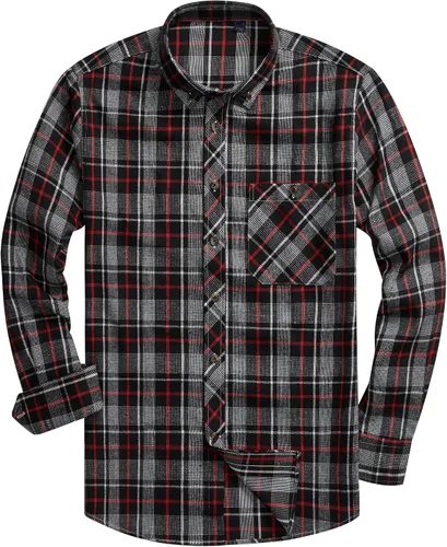 Vista 15 de Lion Nardo Camisas de Franela a Cuadros para Hombre de Manga Larga Camisas de Vestir para Hombre Casuales con Botones Abajo Tallas Grandes