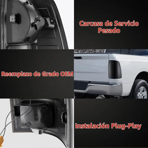 Vista 6 de HAKA TOUGH Conjunto de luces traseras LED para Dodge Ram 1500 2009-2018 Dodge Ram 2500/3500 2010-2018 2010-2018 luces traseras ahumadas negras