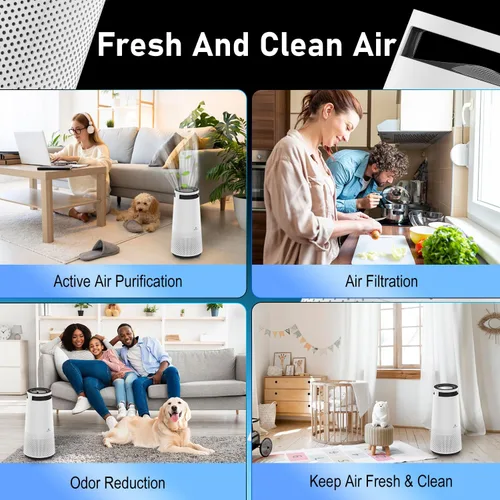 Vista 5 de DH Lifelabs Purificador de aire para el hogar, purificador de aire ionizador para alergias, filtro purificador de aire HEPA elimina el olor