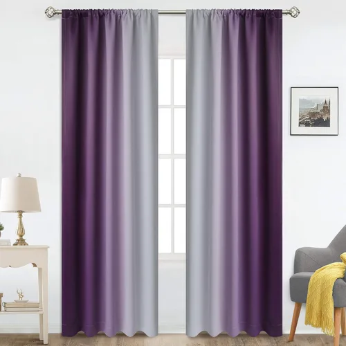 Vista 15 de COSVIYA Cortinas degradadas con dobladillo para cortinero, cortinas de oscurecimiento de habitación de 63 pulgadas de largo, cortinas degradadas