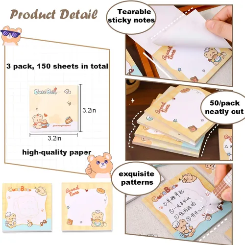Vista 3 de Juego de 406 piezas de artículos de papelería de oso lindo, suministros de oficina Kawaii, incluye un divertido estuche para lápices, bolígrafos